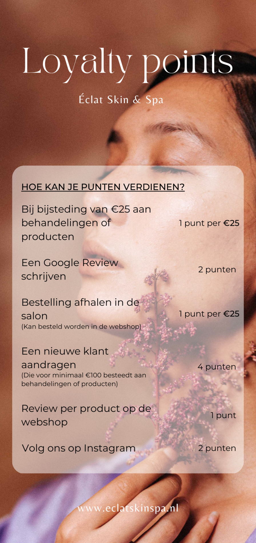 Loyalty points bij Eclat Skin & Spa