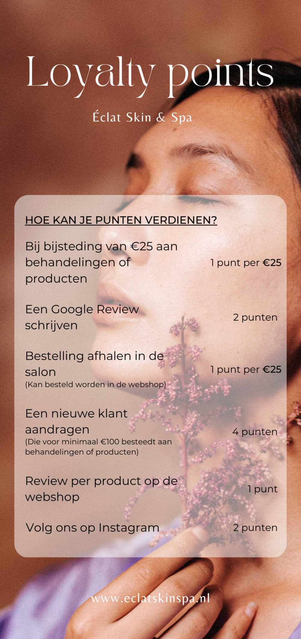 Loyalty points bij Eclat Skin & Spa